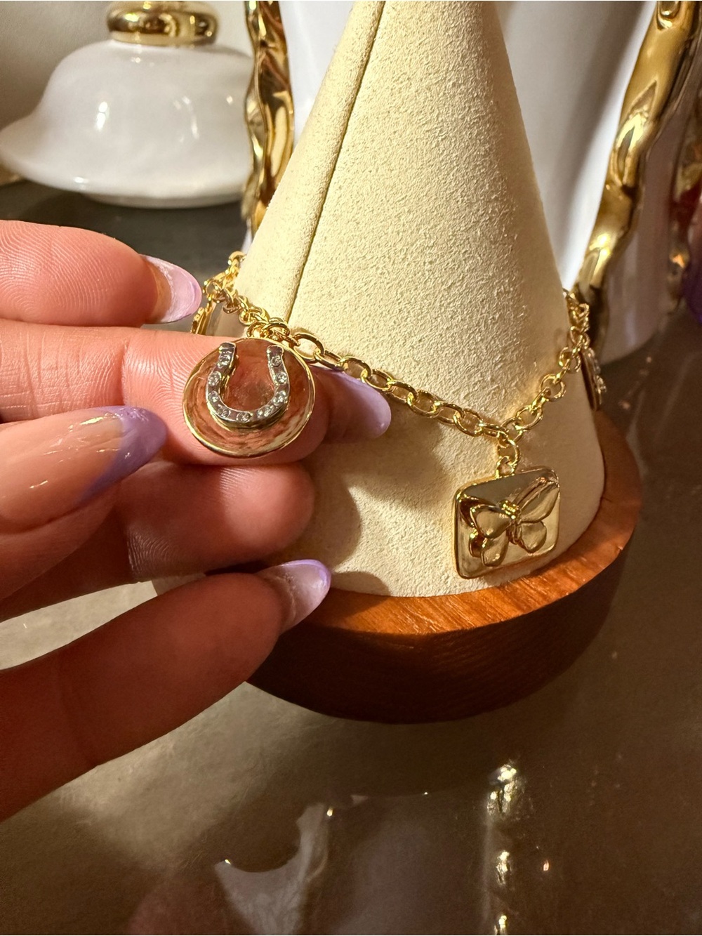 Tory Burch Gold-Tone Horseshoe & Butterfly/DrafonFly/Snake Charm Bracelet